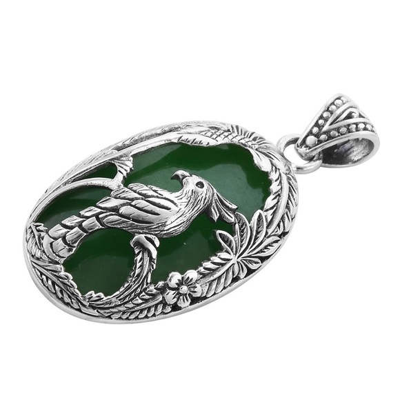 NWOT Exquisite Green Jade Pendant In Sterling Silver - Picture 3 of 7